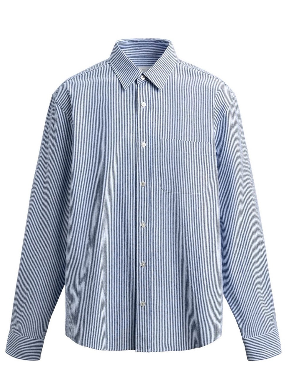 ZARA Men's Blue & White Wrinkled Effect Striped Dress Shirt Size S